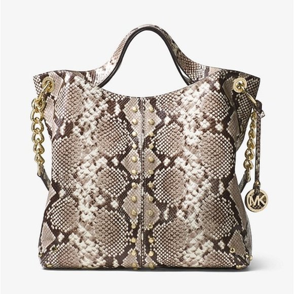 Michael Michael Kors Uptown Astor Natural Snakeskin Large Shoulder Tote - Picture 1 of 13